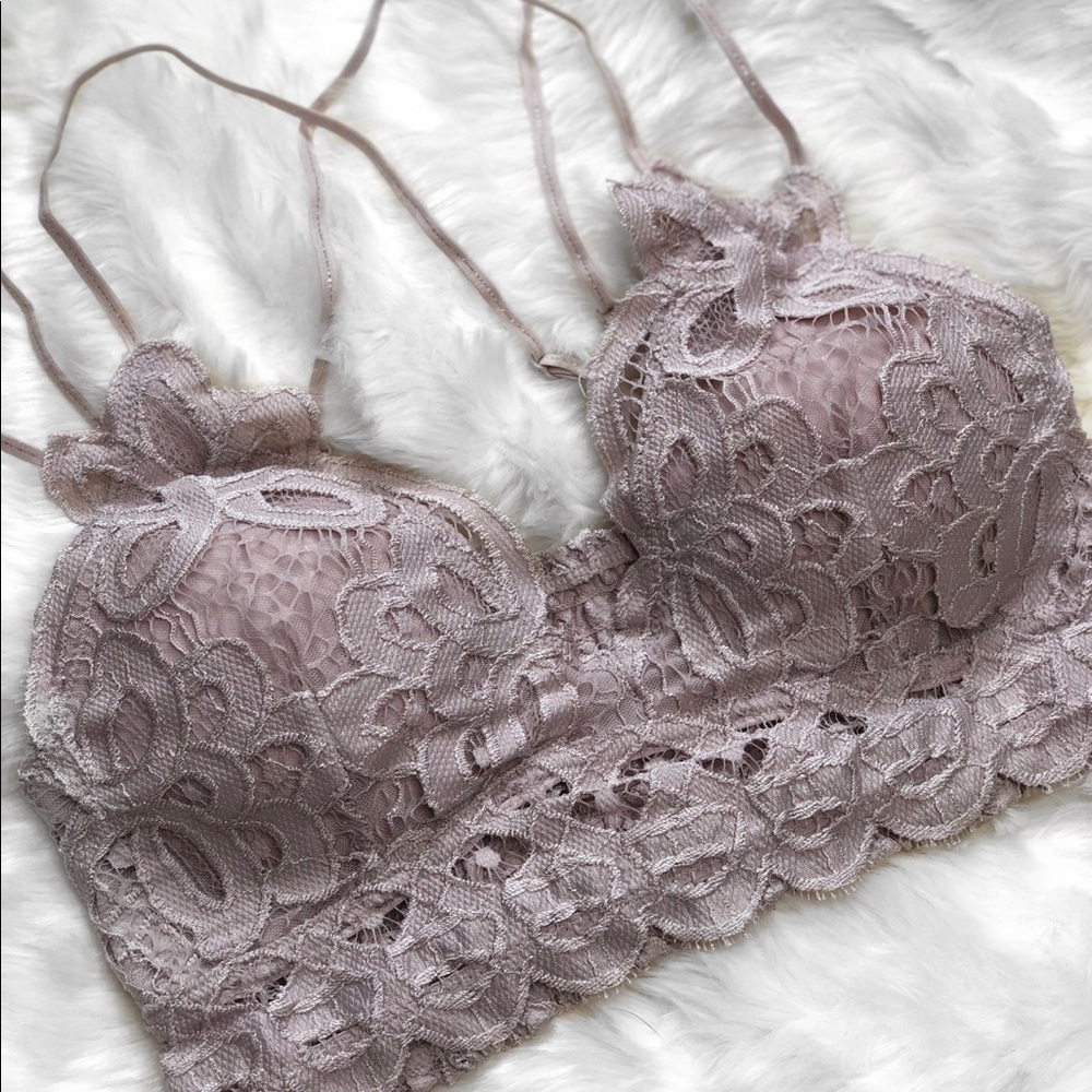 RESTOCKED Lena Crochet Lace Bralette - Violet Gray - Picture 2 of 5